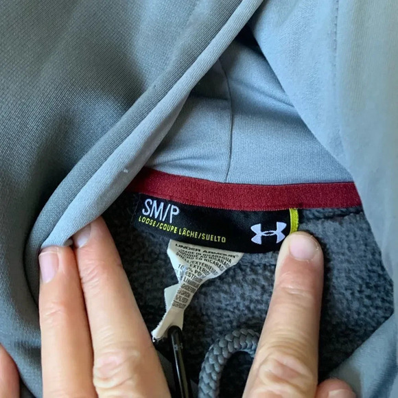 Under Armour Hoodie Sweatshirt Super Soft Gray Red Unisex Size S - Picture 5 of 6